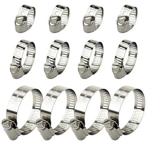 Pipe Clips/Jubilee Clip Hose Clamps Adjustable Stainless Steel Hose Clamps Worm Drive Hoses Hose Clamps, Pack of 12 (10-16mm , 16-25mm , 21-44mm) Cover