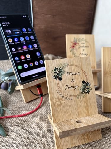 Uvimark | 10 Soportes Móvil de Mesa Personalizados | Detalles Boda | Detalles Bautizo | Detalles Comunión | Soporte Smartphone Universal