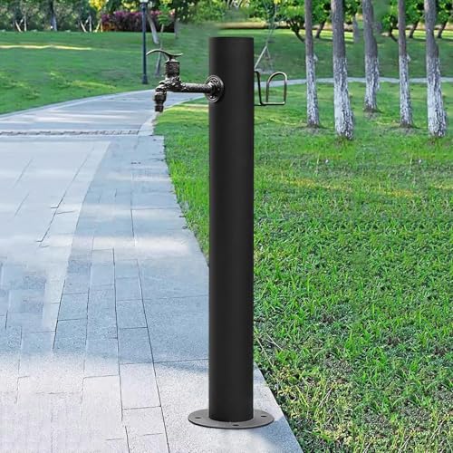 Columna de agua para exteriores, dispensador de grifo anticongelante de acero inoxidable con soporte de manguera para riego de jardín y fuente