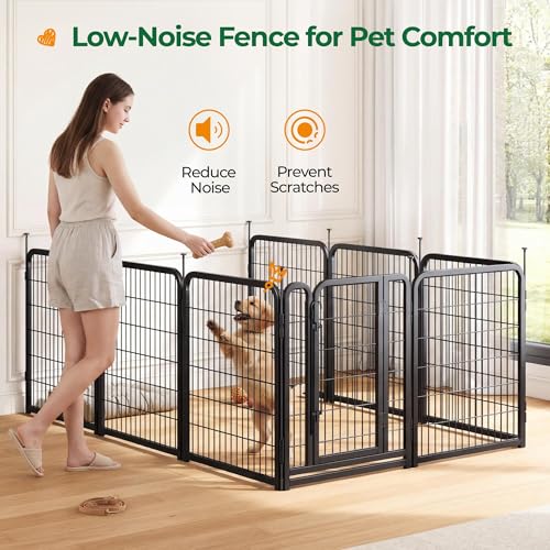 Image of Yaheetech 32in 8-Panel Heavy Duty Dog Playpen Portable Fence Outdoor | Anti-Rust Sturdy Wire Frame, No-Tool Assembly, Foldable Storage, Anti-Slip Support Feet, Ideal for Puppy & Medium Dog Breeds