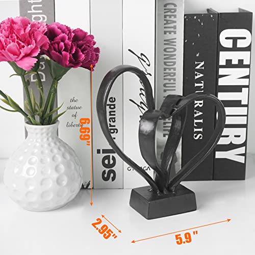 DreamsEden Cast Iron Interlocking Hearts Sculpture - Anniversary Romantic Gift for Couples, Valentines Wedding Keepsake, Home Decor Statue (6.7" H) - Image 3