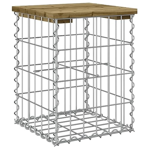 vidaXL Banco de Jardín Diseño Gaviones, Banca de Piedras de Picnic, Asiento Decorativo, Mueble para Parque Patio, Madera de Pino Impregnada