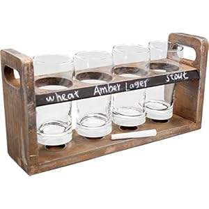 Vin Bouquet FIA 256 Bierproeverij Set met houten plank en 4 glazen. Inclusief krijtstift.