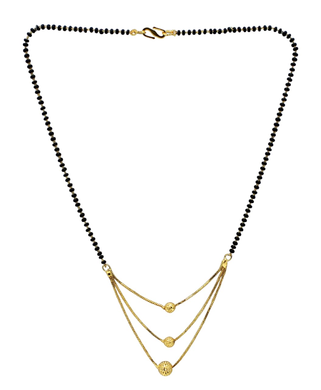 Soni Designs Golden Princess Traditional Gold Plated Mangalsutra (18 Inch Length) Three Layered Mangalsutra Alloy Mangalsutra For Women-image-11