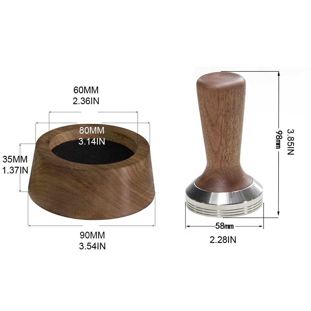 PANGBOER Tappetino per caffè espresso in vero legno, in acciaio inox, con martello in polvere pressata rimovibile