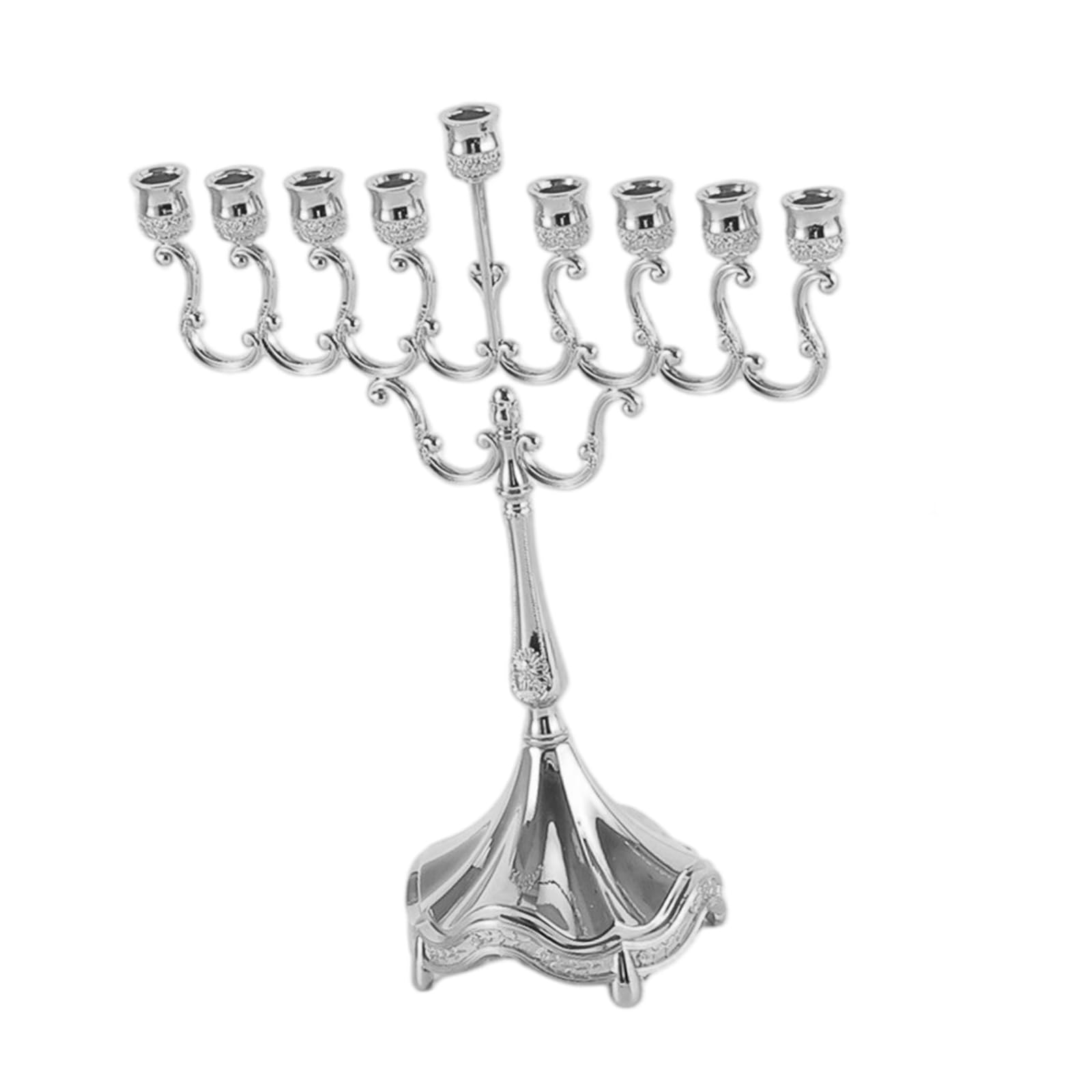 Metal Menorahs Candelabra 9 Branch Hanukkah Menorahs Holders Jewishes Holders for Shabbat, Tabernacle Candelabra