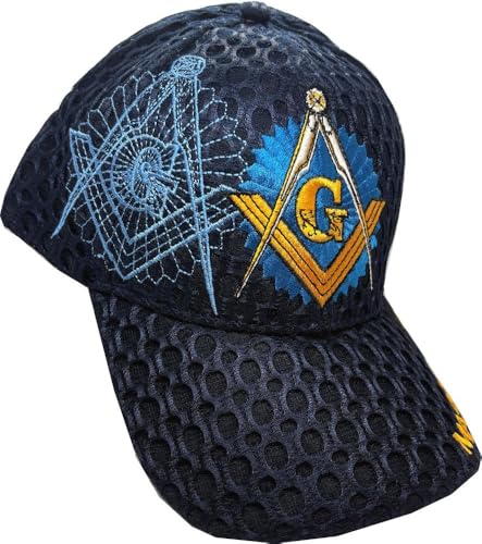 Image of AborenCo Freemason Mason Lodge Symbol Adjustable 3D Embroidery Baseball Cap Hat