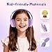 Voopwink USB Type C Kids Headphones, Wired Headphones for Kids with Microphone 85/94dB Volume Limit, Stereo Sound Portable Over Ear Headphones for School/Travel/Tablet/iPad, Violet Pink