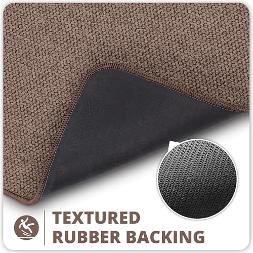 Image of Bath Mat,Ultra Thin Bathroom Rugs,Rubber Bath Mats for Bathroom,No Slip Bath Rugs,Quick Dry,Machine Washable,Low Pile,Absorbent,Shower Outside,Sink,Home Decor Accessories.Brown,1'5 inchx2'3 inch(17x27inch)