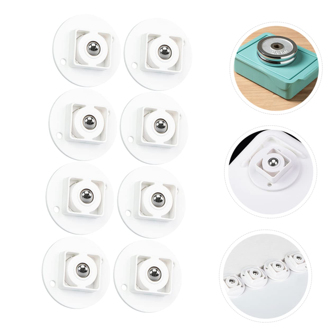 HAWILLOSCH 2sets Self-Adhesive Swivel Caster Wheels for Heavy Duty Storage Boxes Abs Plastic Silent Suitable for Furniture 8pcs*2