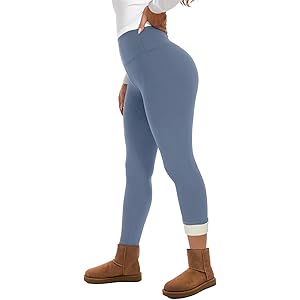 GAYHAY Fleece Lined Leggings for Women – Thick Winter Warm Thermal High Waisted Tummy Control Workout Yoga Pants Seafoam Small