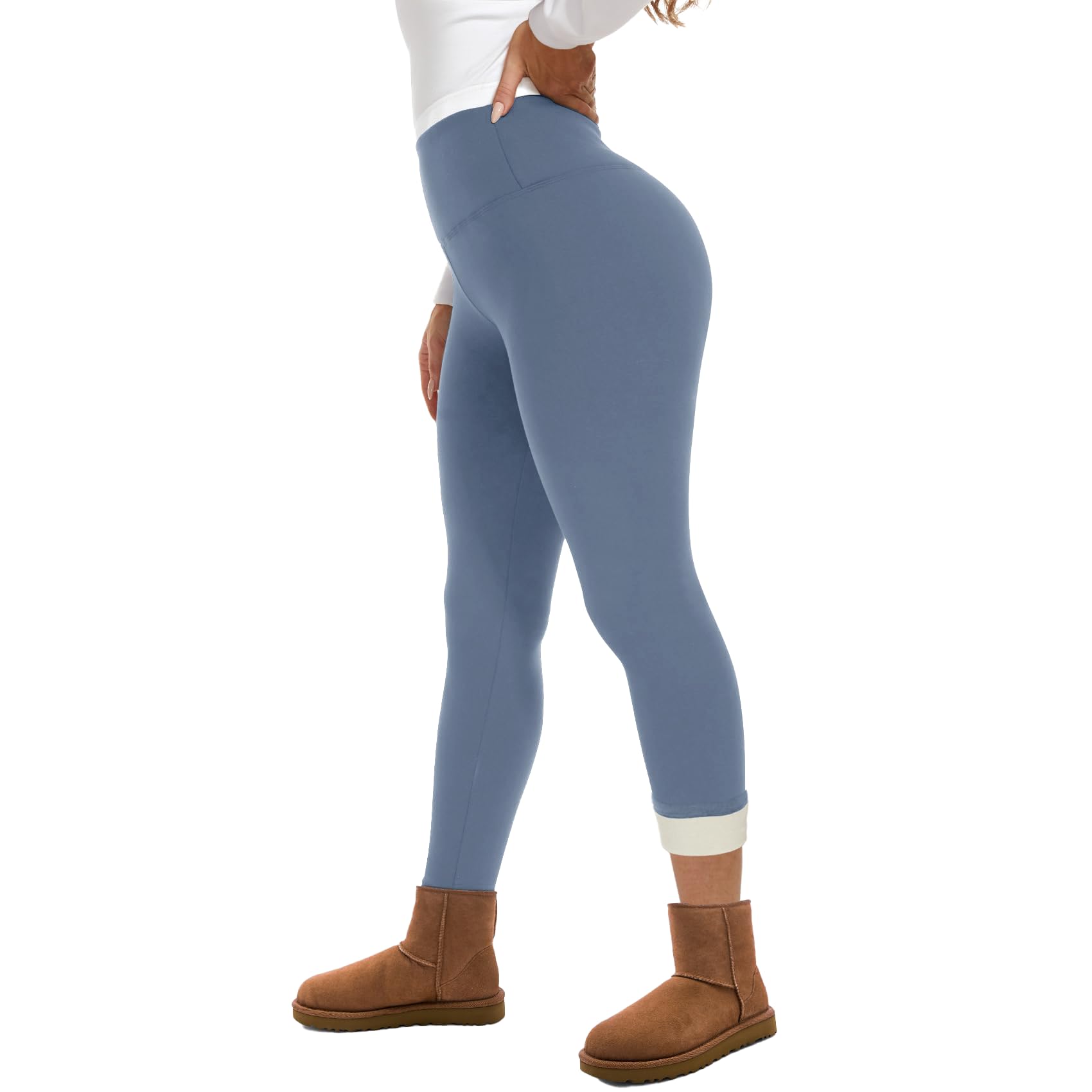 GAYHAY Fleece Lined Leggings for Women – Thick Winter Warm Thermal High Waisted Tummy Control Workout Yoga Pants Seafoam Large