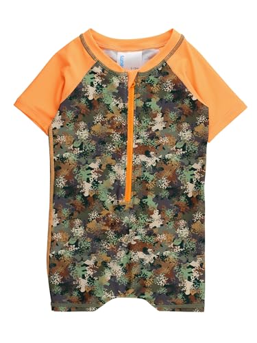 Image of RUGGEDBUTTS Baby /Toddler Boy Swimsuit, One Piece Zipper Rash Guard Sunsuit with UPF 50+ Sun Protection