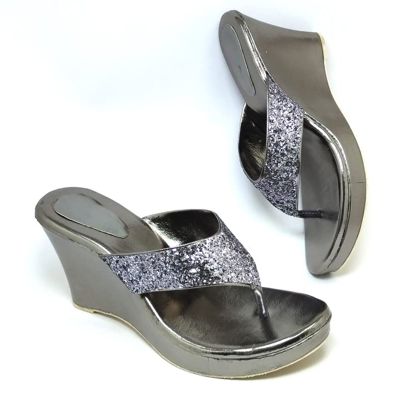 Delish Laides Wadding And Party Occastion Wedges Grey Heel For Women (B0BRJ7W132) Amazon Price History, Amazon Price Tracker
