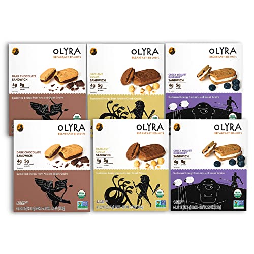 Olyra Organic Breakfast Biscuits Bundle | Variety Biscuits + Variety Sandwiches | 6 Boxes Each - 12 Total | Low Sugar High Fiber Plant Based Protein Cookies #TOP1