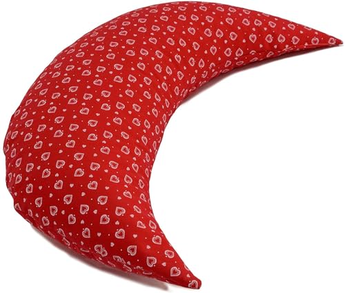 Mond 50cm - Halbmond Kissen mit EPS-Perlen - Herzen-rot | kleines...
