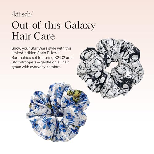 Image of Kitsch x Star Wars R2-D2 & Stormtrooper Scrunchies for Women- Softer Than Silk Scrunchie, No Crease Hair Ties, Perfect For Day And Night Creaseless Hair Accessories - 2pcs