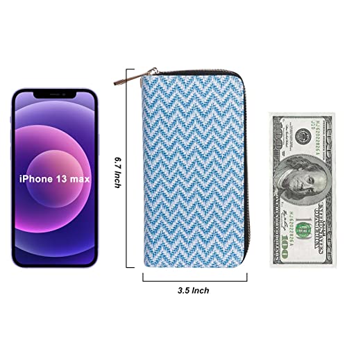 Image of Cellphone Wallet for Women Dual Zipper Long Purse with Removable Wristlet