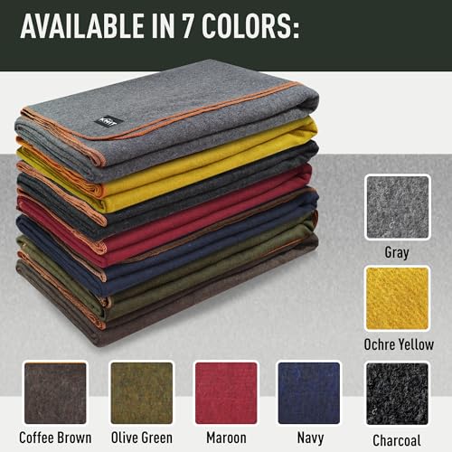 Large Military Wool Blanket - Warm & Thick Emergency Survival Blanket Great for Camping, Outdoors, Sports Events, Picnics, 4.5 lbs, 64" x 88" (Coffee Brown) - Image 5