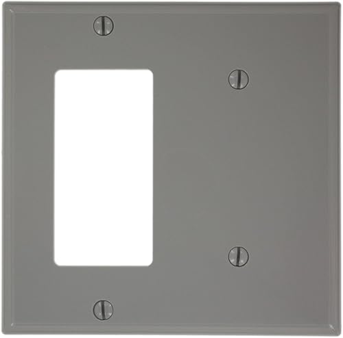 Miniatura 2 de Leviton DecoraICFT - Placa de pared para combinación de dispositivos de 2 unidades, 1 blanco, tamaño estándar, 80708-I