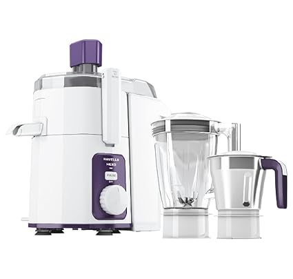 Havells Hexo 1000 watts with 2 Jar Juicer Mixer Grinder (White & Purple) (GHFJMDHV100)