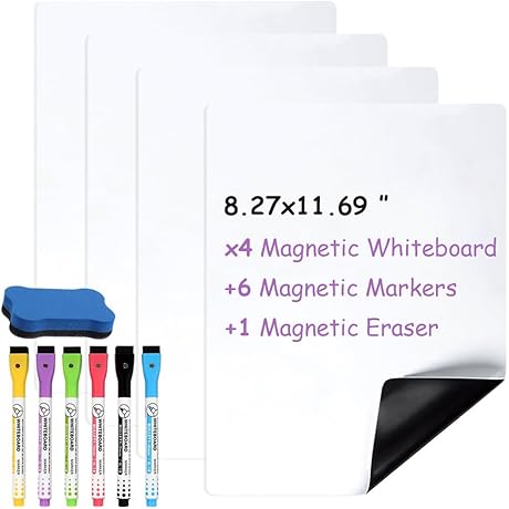 4PCS Magnetic Dry Erase Sheet for Fridge