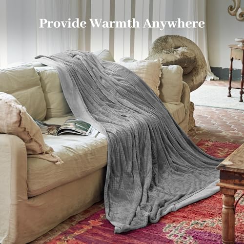 Electric Blanket Full Size 72''X84'' - Heated Blanket with Single Control Fast Heating 9 Heating Levels & 10 Hours Auto Off,ETL Certified Machine Washable (Grey)