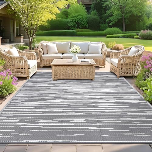 SHACOS Tapis de Terrasse d'Extérieur Imperméable 180x270cm Tapis Exterieur Resistant Pluie Balcon Couverture de Pique-Nique Pliable Portable Tapis de Sol...