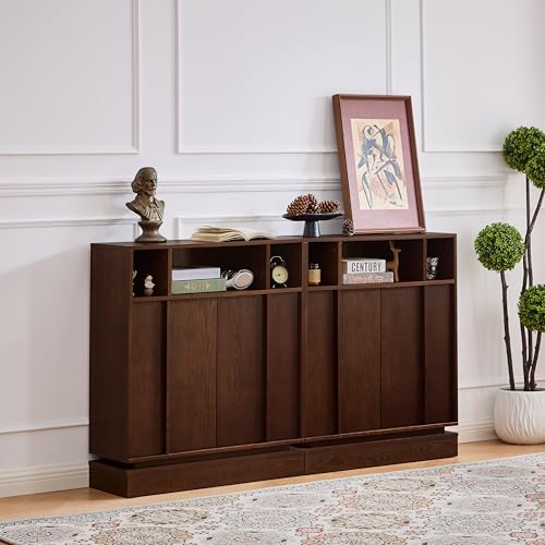 Image of 31.7'' Mid Century Modern Accent Sideboard Storage Cabinet, Walnut