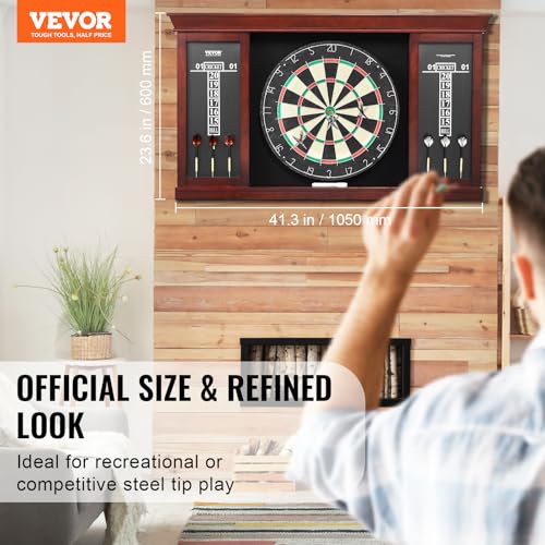 VEVOR Dartboard spielbereites Paket, Dartboard-Schrankset in offizieller Größe, Dartscheibe 45 x 3,8 cm, Dartschrank mit Stahlspitze, komplett mit sämtlichem Zubehör, für Cricket-Spiele
