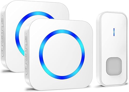 Miniatura 9 de SURFOU Timbre inalámbrico para puerta, impermeable, fácil de instalar - Alcance de 1300 pies, 55 melodías, 5 niveles de volumen ajustables - Luz LED