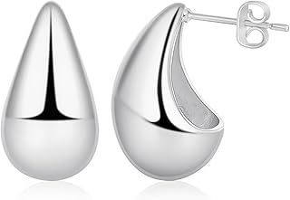 Gold Hoop Earrings for Women, 14K Gold Plated Lightweight Chunky Waterdrop Hollow Open Hoops Thick Tear Drop Earrings Hypoallergenic Earrings Minimalist Gold Earrings Jewelry for Women Girls