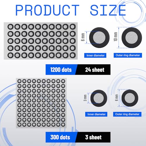 Image of Marspark 27 Sheet 1500 Point 6mm & 3mm 3D Scanning Markers Dots for 3D Scanner High Accuracy Reflective Reference Adhesive Tracking & Positioning Dots Sticker Diffuse Marker for Optical Scanning