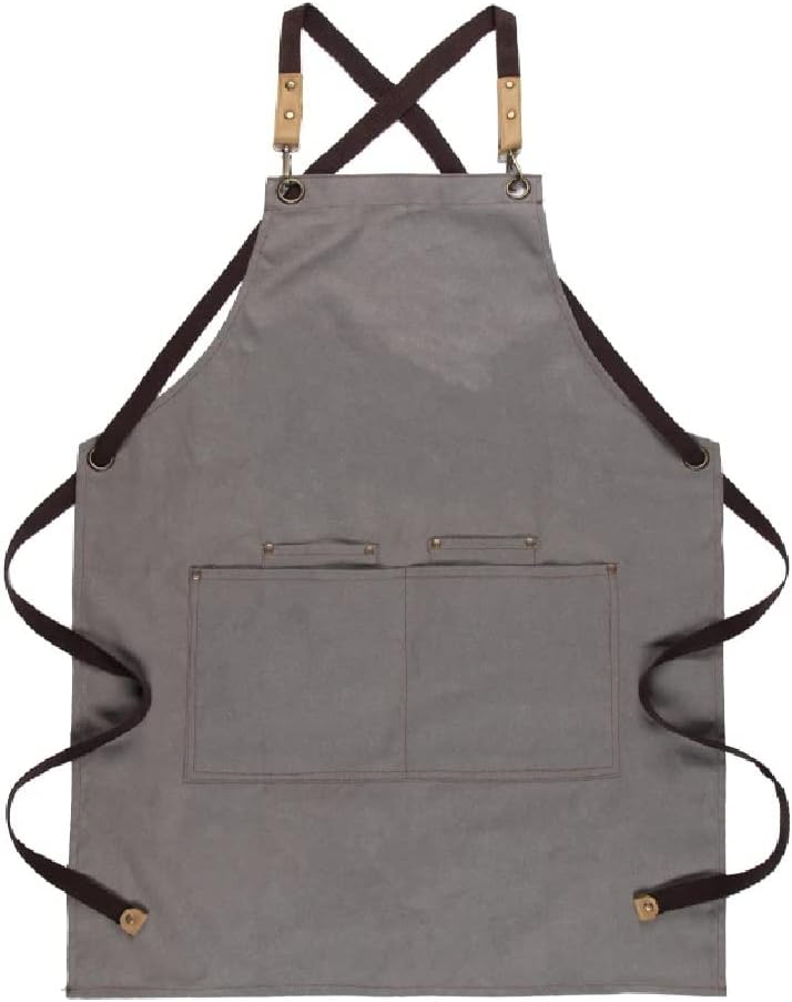 Light Soft Canvas Apron Side Pockets Adjustable Whole Body Hangable Painting Chef Restaurant