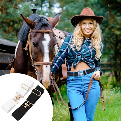 2pcs 1.5in Elastic Equestrian Belt, Stretchable Waist Belt Surcingle Buckle Horse Bit Belt for Horseback Riding Sport2