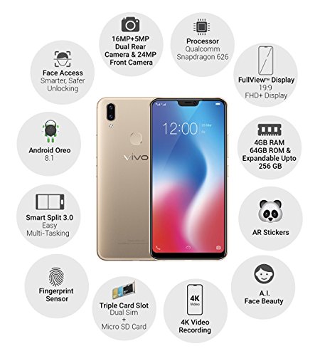 Image of Vivo V9 (Gold, 4GB RAM, 64GB Storage)