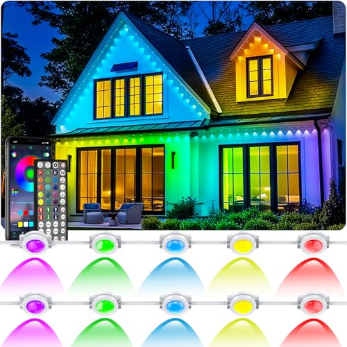 Image of 200FT Permanent Outdoor RGB Lights - Waterproof Smart LED Eaves Lights with App /Remote Control, Music Sync & DIY Scenes, Perfect for Christmas, Halloween, Parties & Daily Decor, Ideal for House Roof