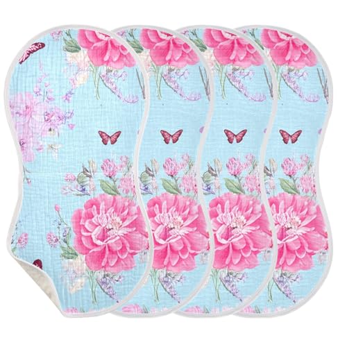 Flowers Butterflies Romantic Burp Cloths for Babies Burp Rag Cotton Spit Up Rag for Infant Newborn Baby3