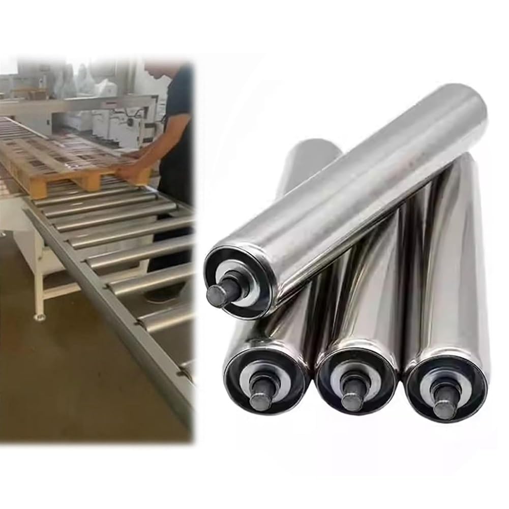 Set of 4 Heavy Duty Industrial Conveyor Rollers, Galvanized Steel Axle - Dia 8mm, 6