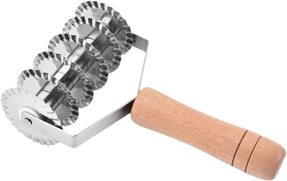 Hemoton Lattice Dough Cutter with Wood Handle Stainless Steel Pastry Cutter for Pie Crust Noodle and Pizza Dough Kitchen Supplies for Home Baking 8.07 X 4.52 X 2.16 in