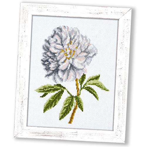 Povitrulya Counted Cross Stitch Kit 'White Peony' Flowers, 5.1