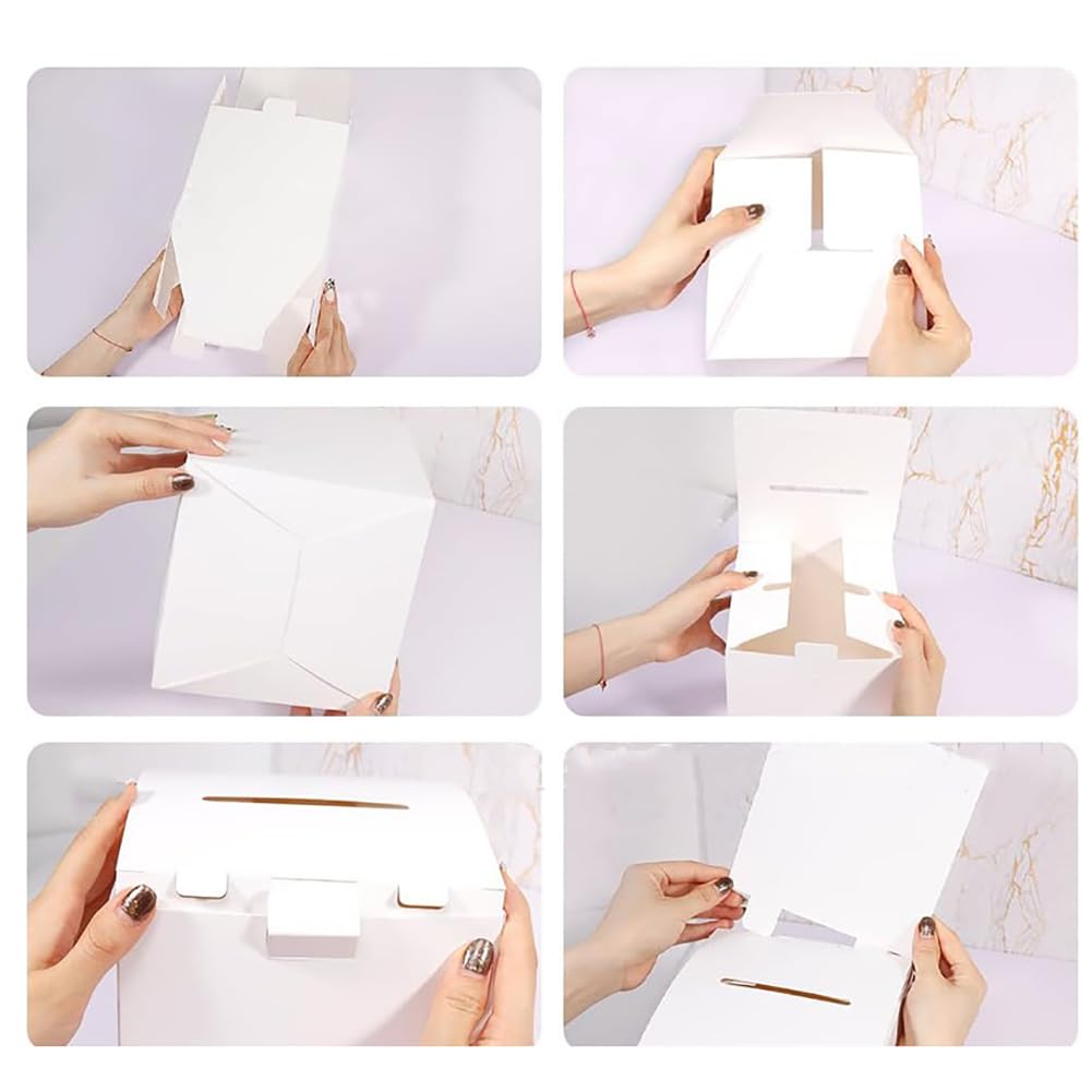 HugeDE 3 Pcs Donation Collection Boxes Charity Money Boxes Raffle Ticket Boxes Cardboard Ballot Boxes White Suggestion Boxes with Slot for Collecting Voting - Image 3