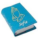 Gotteslob Gotteslobhülle Hülle betende Hände gold Filz mit Namen bestickt Einband Umschlag personalisierte Gesangbuchhülle, Farbe:türkis