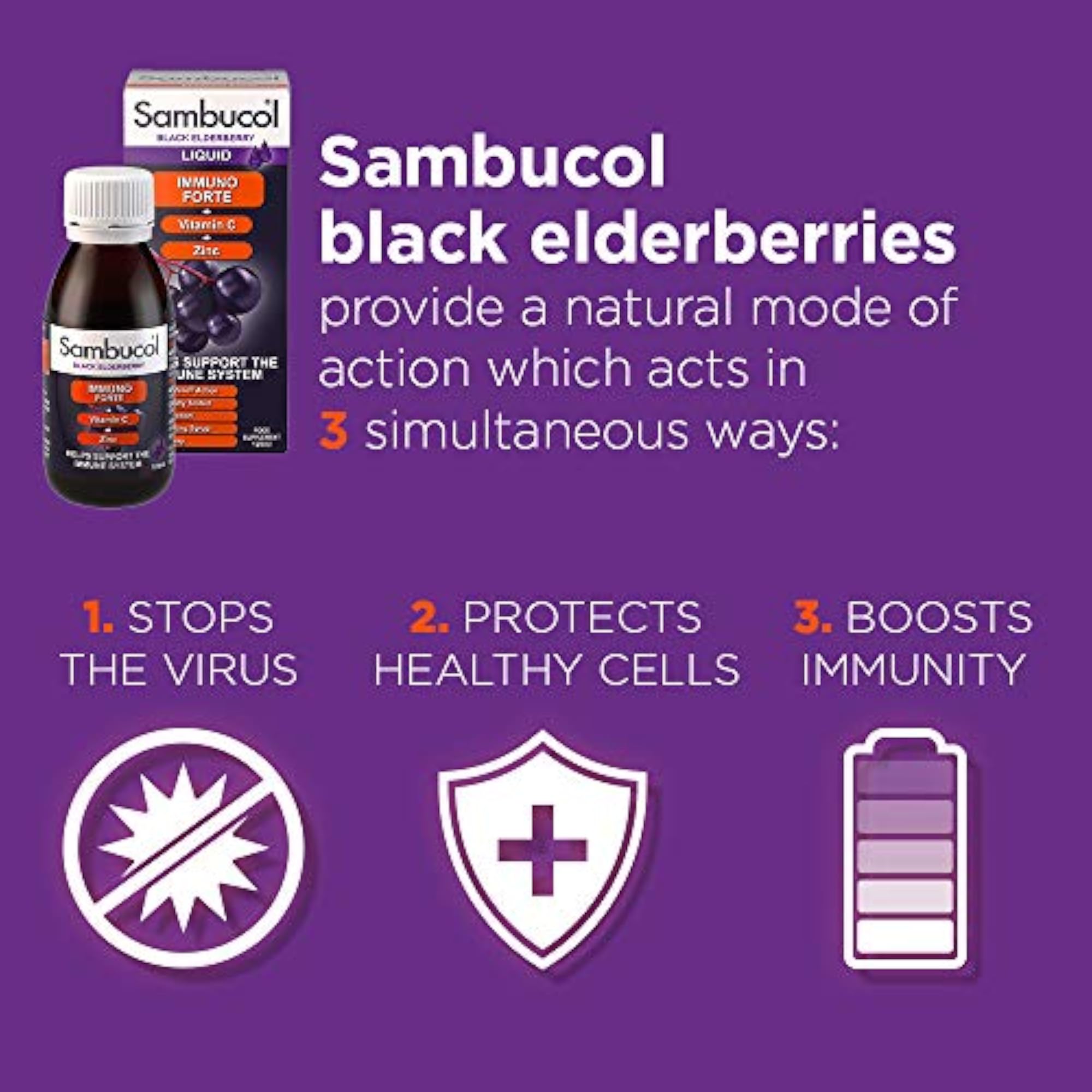 Sambucol 120ml Immuno Forte Liquid, Elderberry Supplement