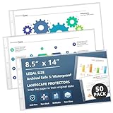 8.5 x 14 Page Protectors, 50Pack, Legal Size Paper Sleeves, Landscape Document Sleeves for 3 Ring Binder, Side Loading
