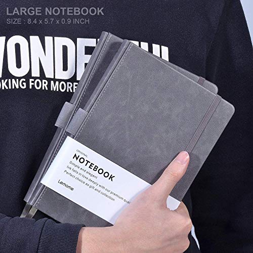 Image of Lemome Thick Classic Notebook with Pen Loop - A5 College Ruled Hardcover Writing Notebook with Pocket + Page Dividers Gifts, Banded, Large, 180 Pages, 8.4 x 5.7 in