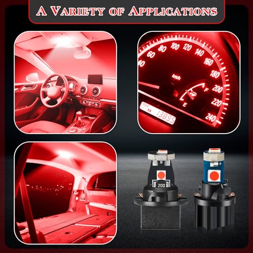 Image of BBTO 40 Pieces T5 T10 LED Bulbs Dash Lights with Twist Socket Instrument Dashboard Light LED Bulbs for Interior Car Lights Dashboard Instrument Panel Gauge Cluster Indicator Map Dome Light (Red)