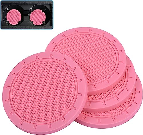 Portavasos universal para auto 4 unidades en PVC rosa miniatura 1