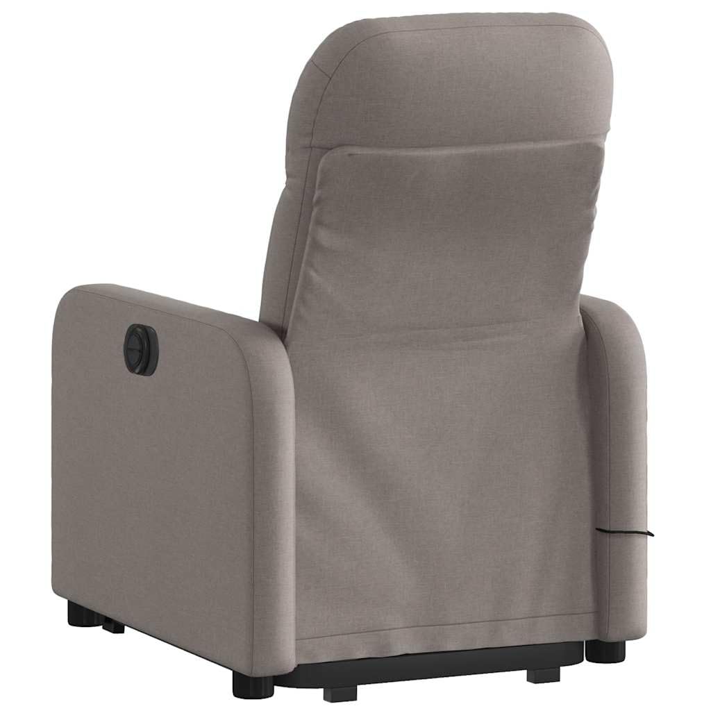 Sillón elevador eléctrico reclinable de tela color pardo con 6 puntos de vibración, función de elevación e inclinación de 135 grados, cómoda y práctica