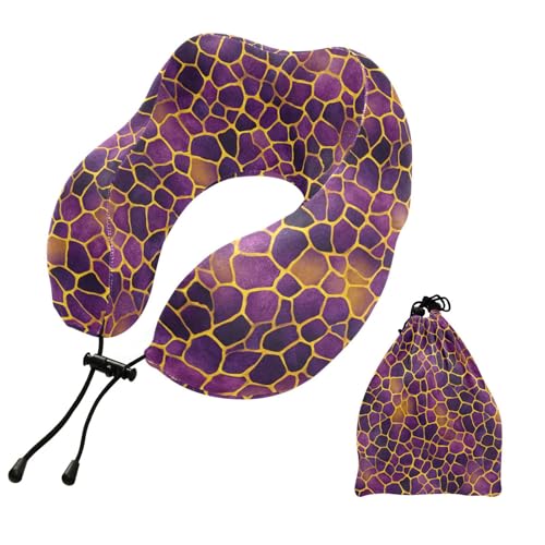 Image of ALAZA Lavenders Yellow Giraffe Spots Travel Neck Pillow Memory Foam Neck Pillow with Storage Bag,Soft Travel Pillow for Sleeping Travel Airplane Car Office Home